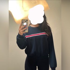 H&M women’s size small, navy blue sweater with white and red stripes